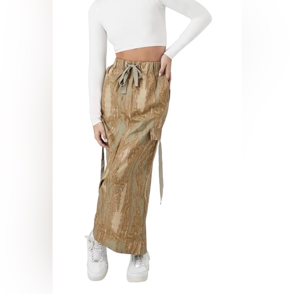 Forever 21 Maxi Skirt Cargo Khaki New Size XS - Picture 7 of 7